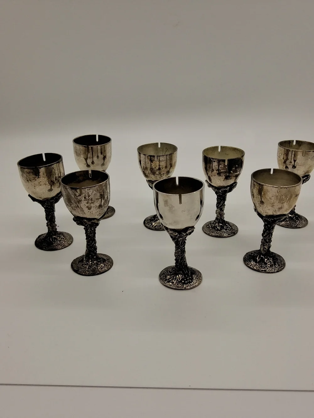 Eight Vintage Mini Goblet Place Card/Menu Holders ~Silver Plate~